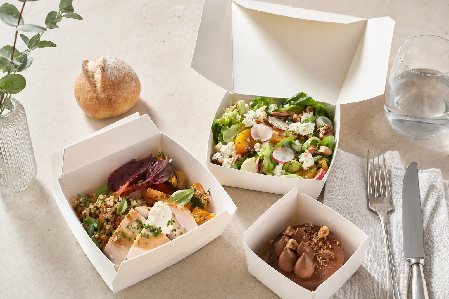 Plateaux-repas préparés pour un service traiteur